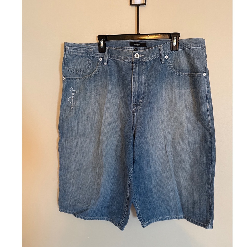 Sean John Mens Baggy Denim Shorts Size 40 Blue Y2K Hip Hop Streetwear 16 Inseam